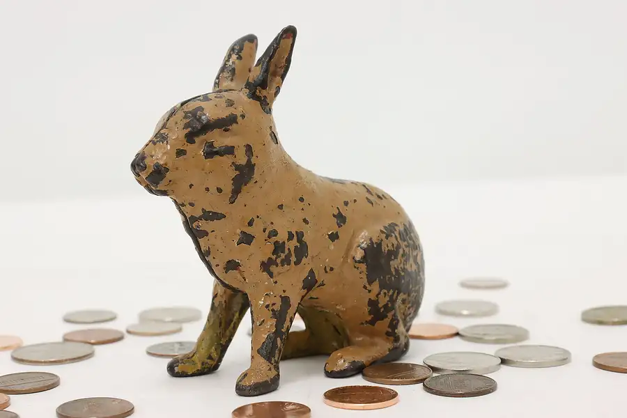 Main image of Farmhouse Vintage Cast Iron Rabbit Sculpture Coin Bank