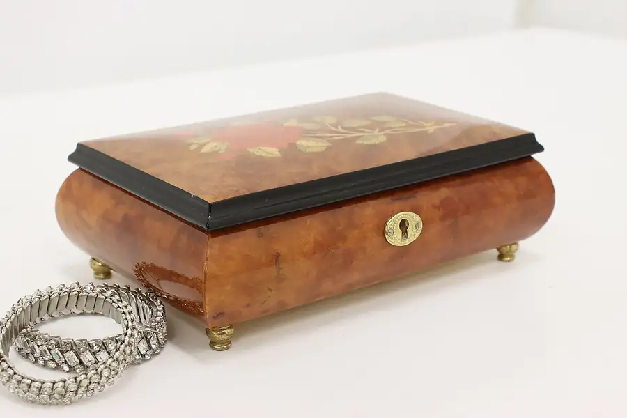 Main image of Italian Vintage Marquetry Music & Jewelry Box, Mozart