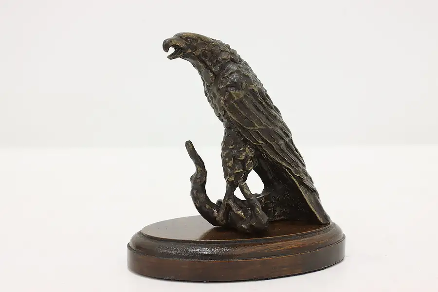 Main image of Bronze Vintage Eagle Sculpture on Mahogany Base, Shoop