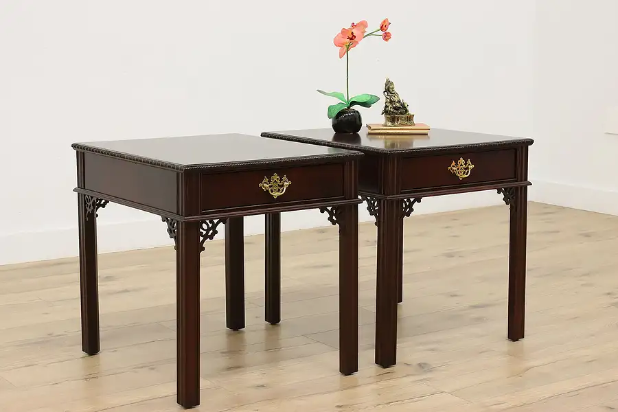 Main image of Pair of Georgian Design Vintage Mahogany End Tables, Hickory