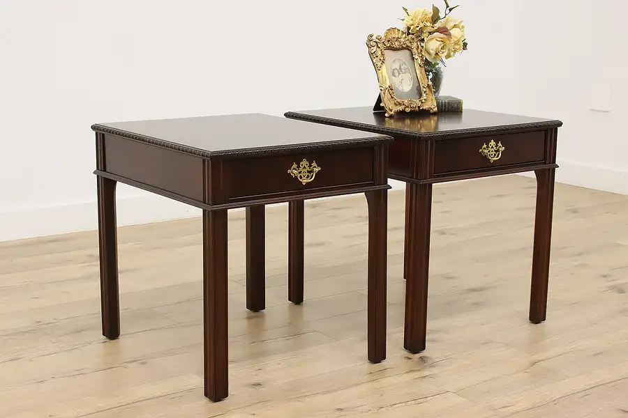 Main image of Pair of Georgian Design Vintage Mahogany End Tables, Hickory