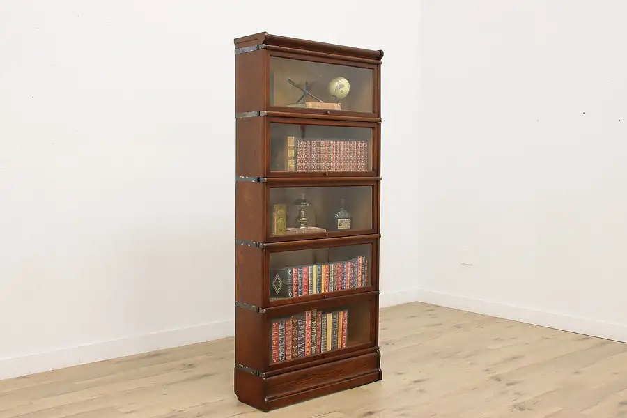 Main image of Arts & Crafts Antique Stacking Office Library Bookcase Globe