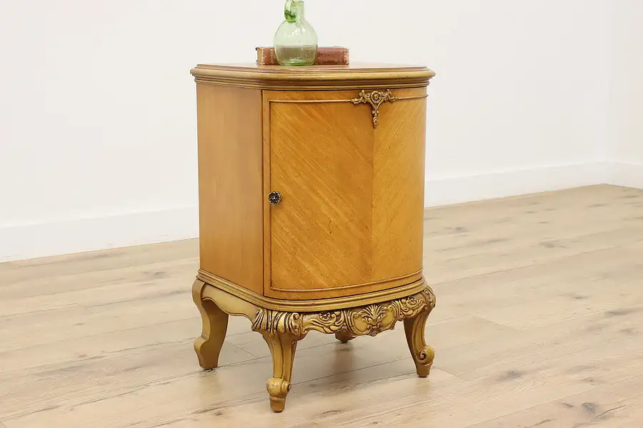 Main image of French Design Vintage Satinwood Nightstand End or Side Table