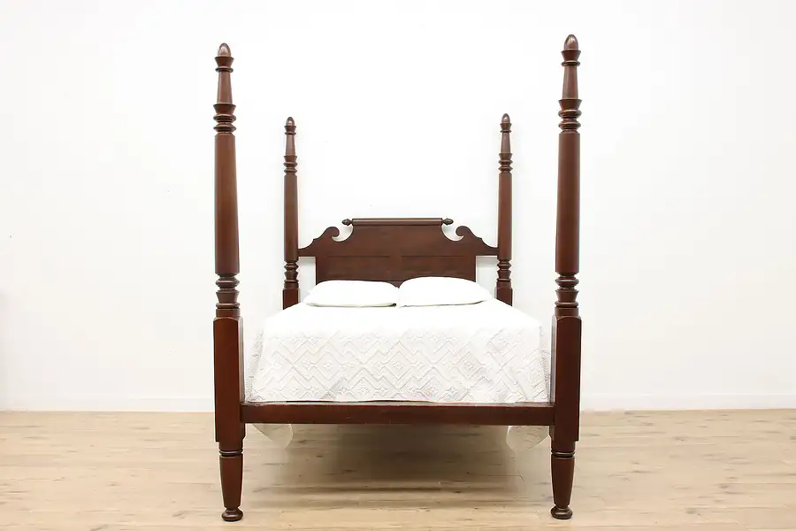 Main image of Empire Antique Carved Mahogany Poster Queen Size Bed