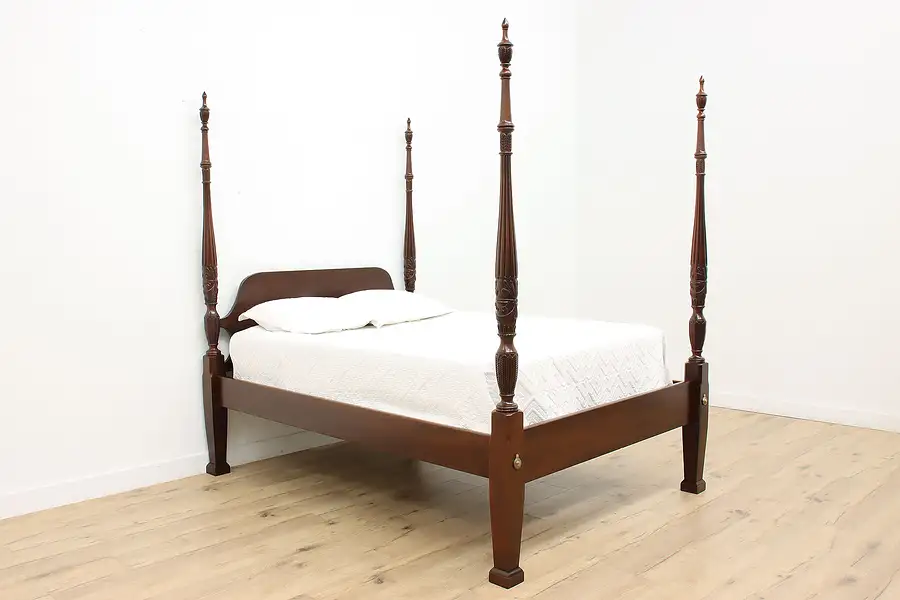 Main image of Georgian Style Vintage Mahogany Queen Size Four Poster Bed