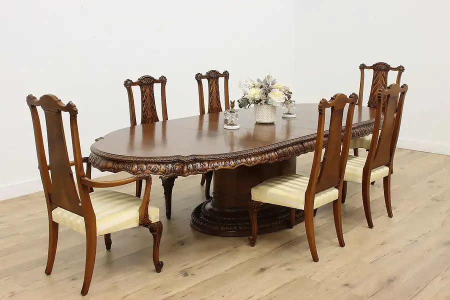 Main image of Louis XV De Gaulle Vintage Dining Table & 6 Chairs Romweber