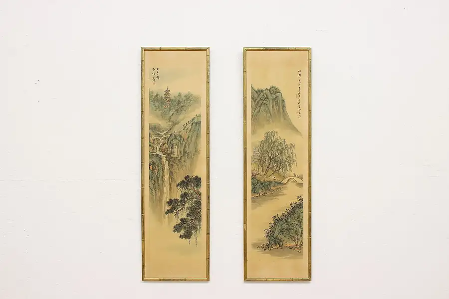 Main image of Pair of Japanese Antique Original Watercolor Paintings