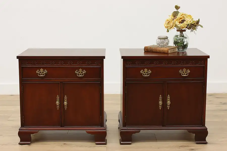 Main image of Pair of Georgian Vintage End Tables or Nightstands, Baker