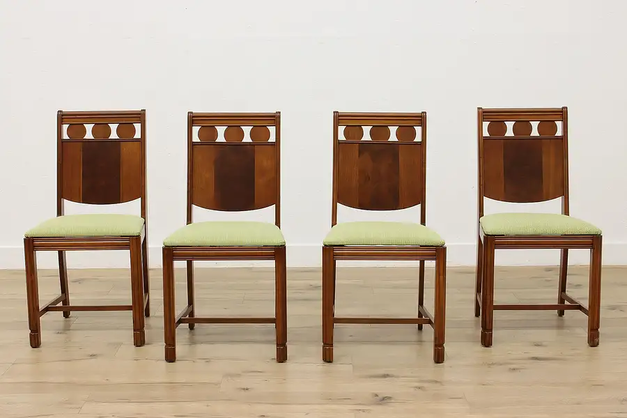 Main image of Set of 4 Art Deco 1930s Vintage Walnut Dining Chairs, Crown