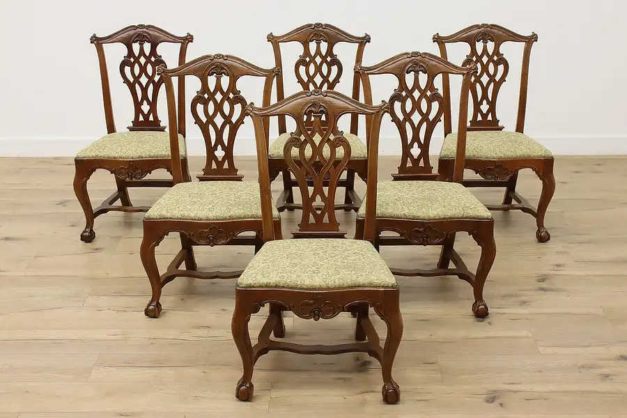 Main image of Set of 6 Georgian Antique 1820 Dining Chairs New Fabric