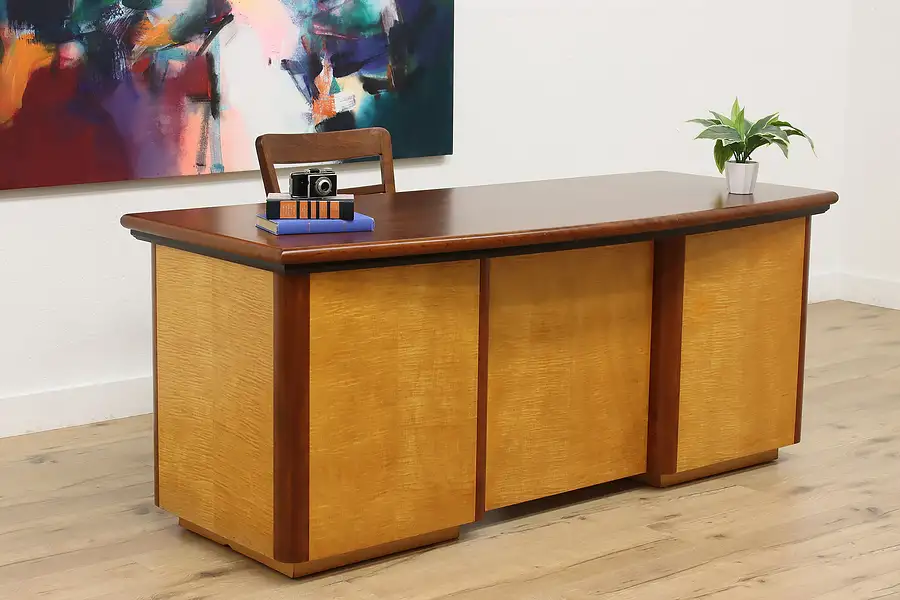 Main image of Midcentury Modern Design Office or Library Tiger Maple Desk