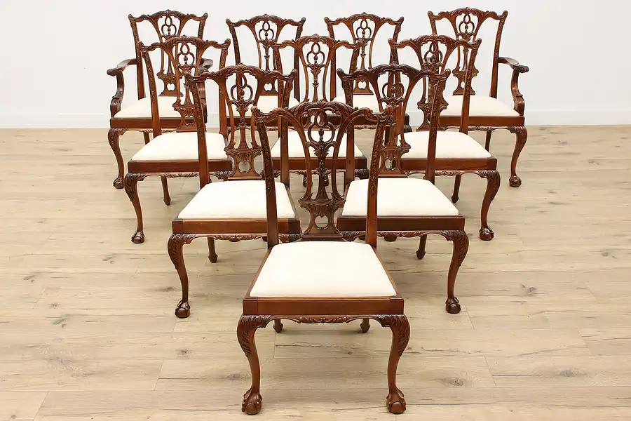 Main image of Set of 10 Vintage Georgian Mahogany Dining Chairs, Williams