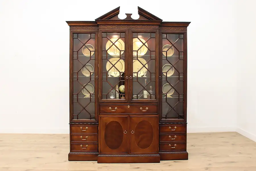 Main image of Georgian Vintage Mahogany China Cabinet Breakfront Mt. Airy