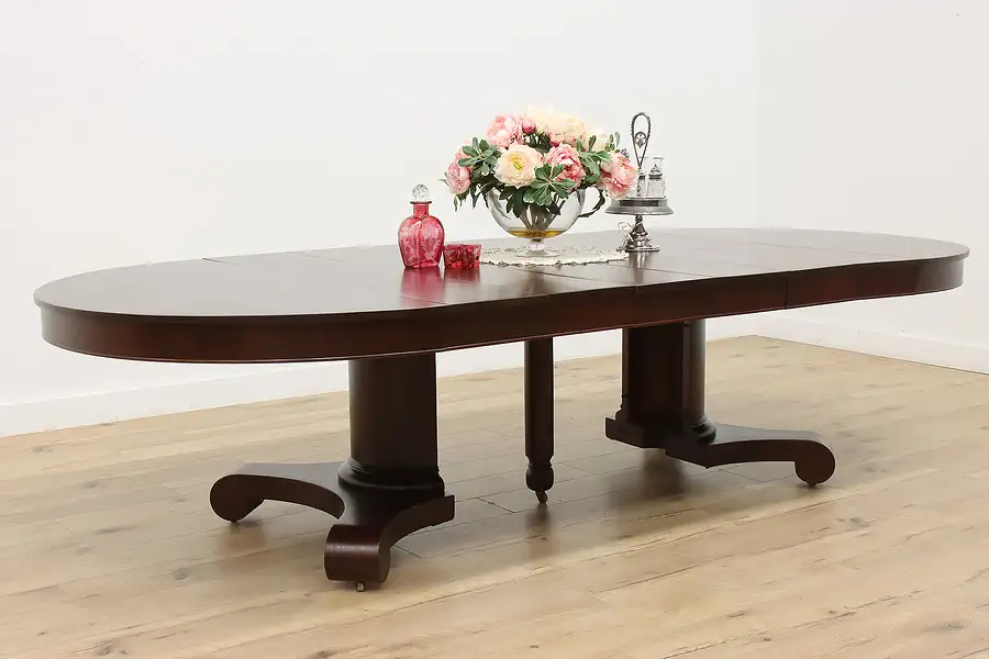 Main image of Empire Antique Round 54" Mahogany Dining Table, Extends 10'