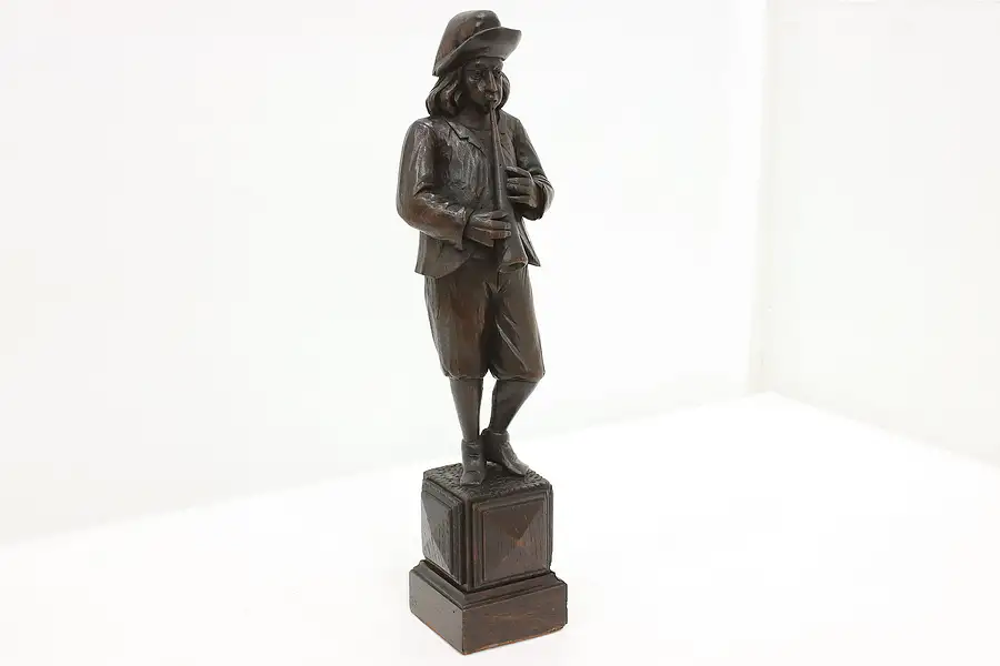 Main image of Black Forest Antique Carved Pied Piper of Hamelin Sculpture