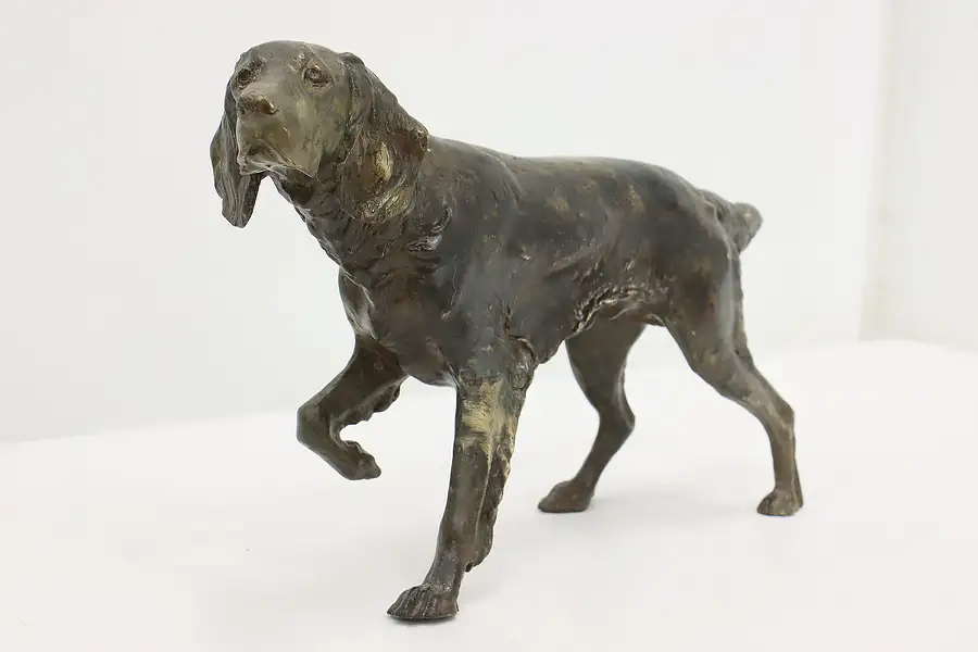 Main image of Farmhouse Antique Bronze Setter Dog Sculpture or Doorstop