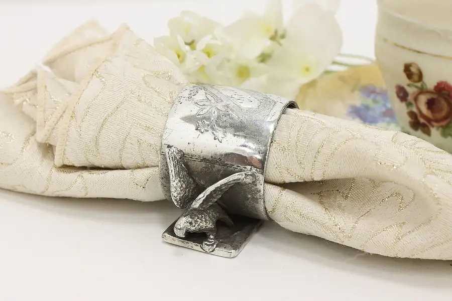 Main image of Victorian Antique Silverplate Napkin Ring w/ Doves, Meriden