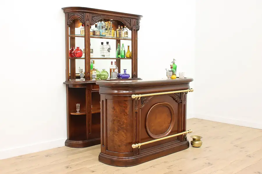 Main image of Mahogany Marble Top Bar & Lighted Back Bar Set