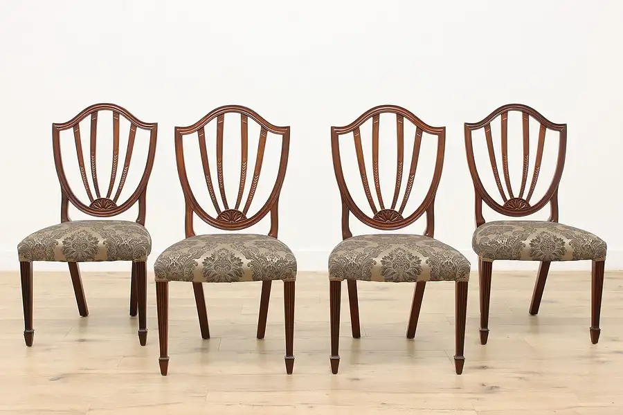 Main image of Set of 4 Vintage Mahogany Dining or Game Chairs, Baker