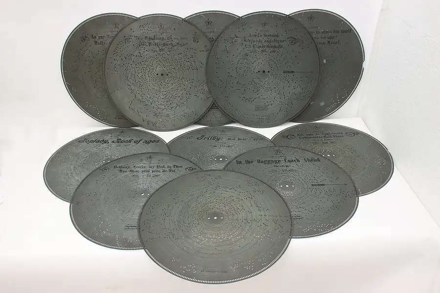 Main image of Set of 11 Antique Stella Music Box 17.25" Decorative Discs