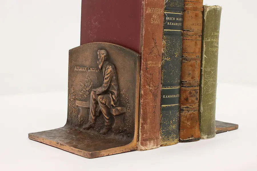 Main image of Pair of Antique President Lincoln Copper Plated Bookends