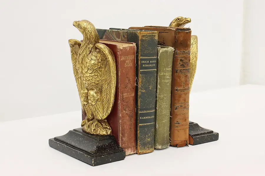 Main image of Pair of Gold Painted Eagle Sculpture Bookends, Borghese