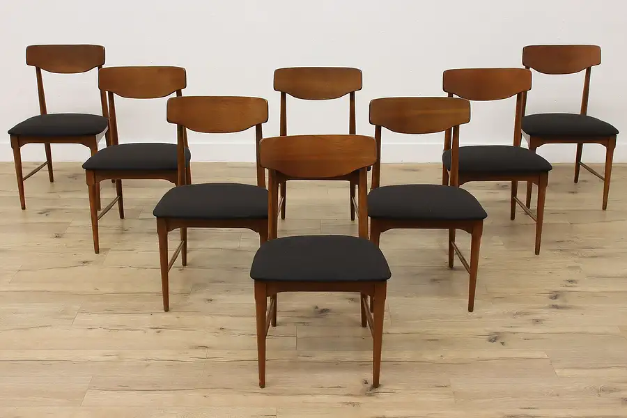 Main image of Set of 8 Midcentury Modern Vintage Walnut Dining Chairs