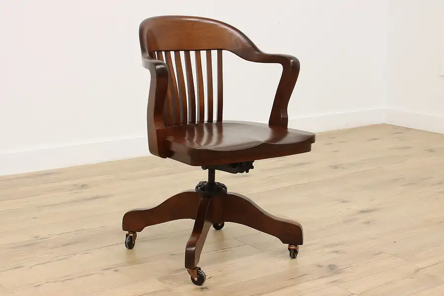 Main image of Walnut Antique Swivel Adjustable Office Desk Chair Milwaukee