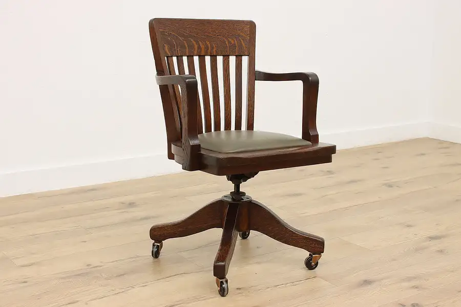 Main image of Traditional Antique Swivel & Adjustable Desk Chair Gunlocke