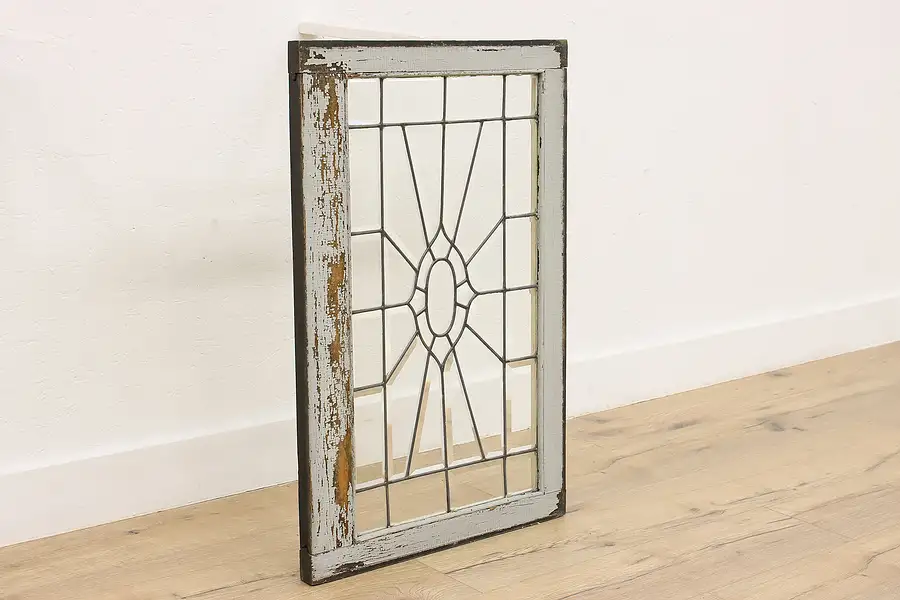 Main image of Farmhouse Antique Architectural Salvage Leaded Glass Window