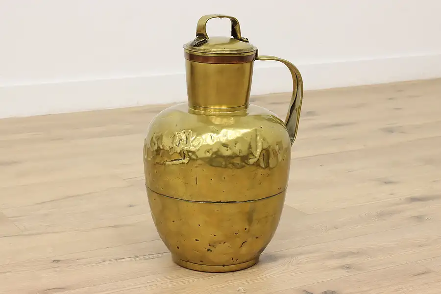 Main image of Farmhouse Antique Large Brass Urn, Jug, or Planter w/ Lid