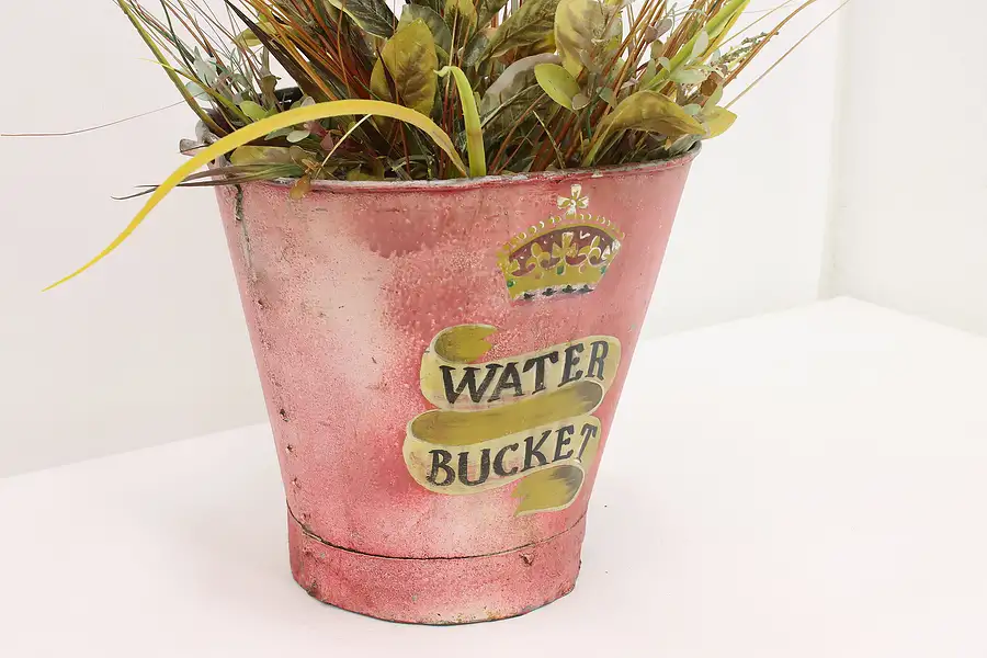 Main image of Farmhouse Antique Painted Iron Water Bucket, Planter, Royal