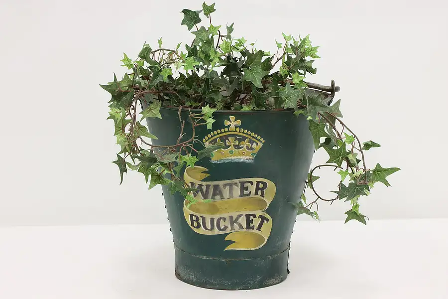 Main image of Farmhouse Antique Painted Iron Water Bucket, Planter, Royal