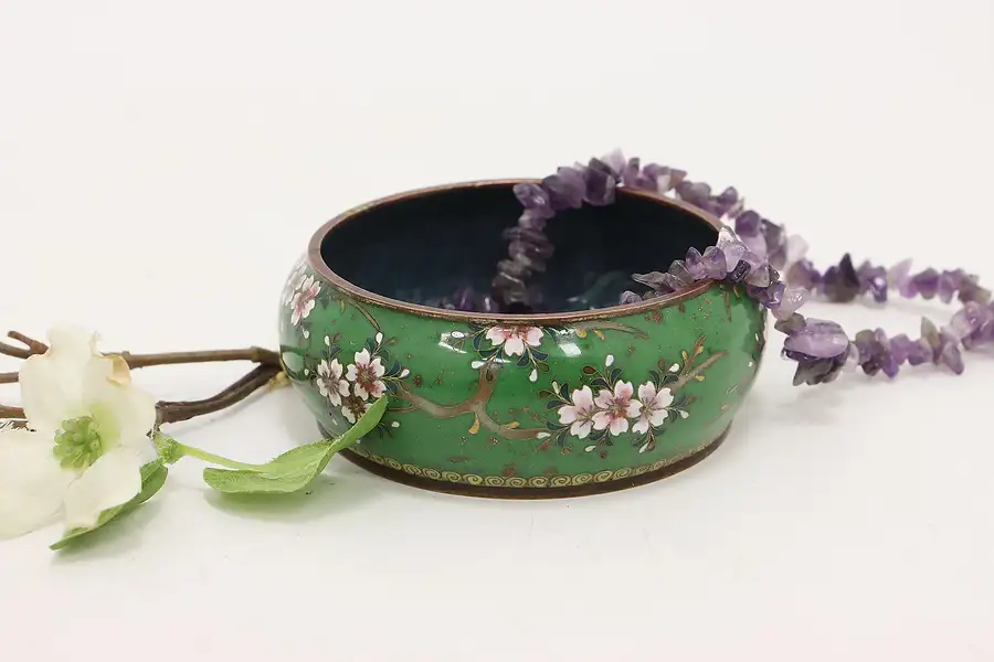 Main image of Japanese Vintage Cloisonne Jewelry Bowl, Cherry Blossoms