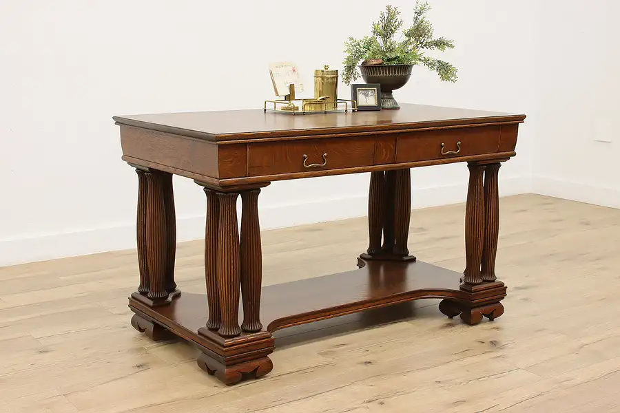 Main image of Empire Design Antique Carved Oak Library or Office Table