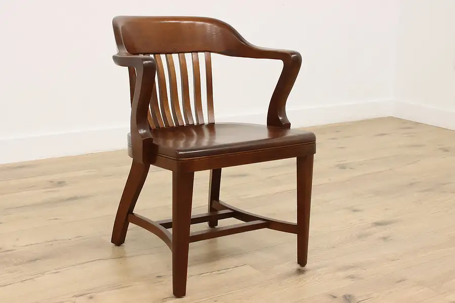 Main image of Walnut Antique Traditional Office or Library Desk Chair