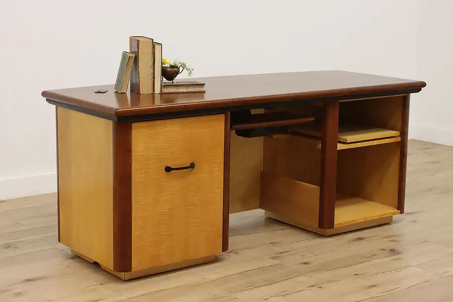 Main image of Midcentury Modern Design Office or Library Tiger Maple Desk