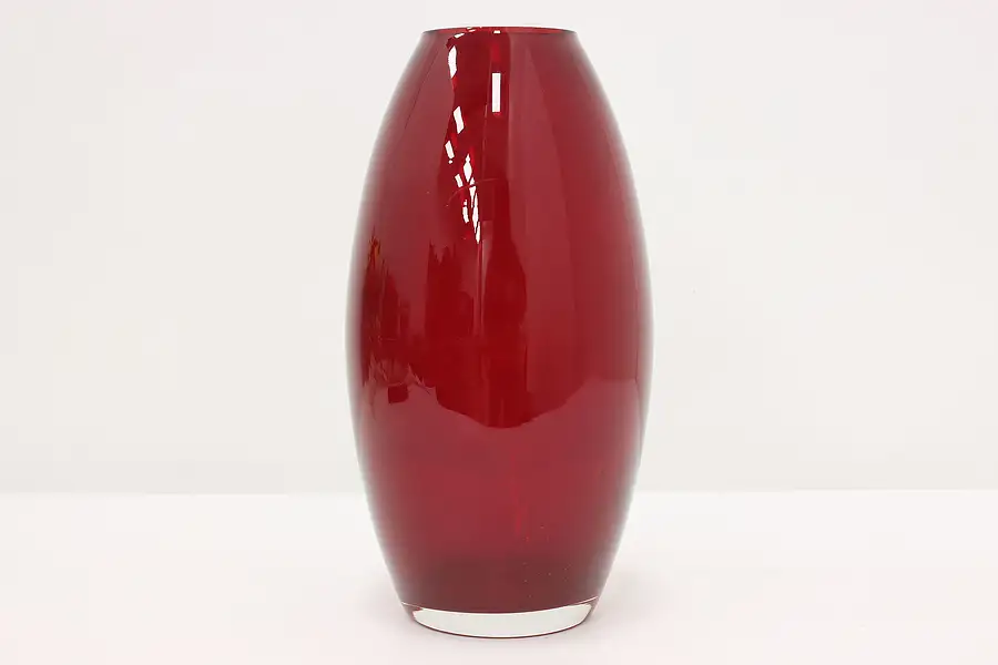 Main image of Midcentury Modern Vintage Ruby Blown Art Glass Vase