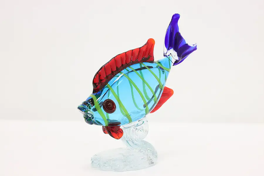 Main image of Blown Art Glass Vintage Tropical Fish Sculpture