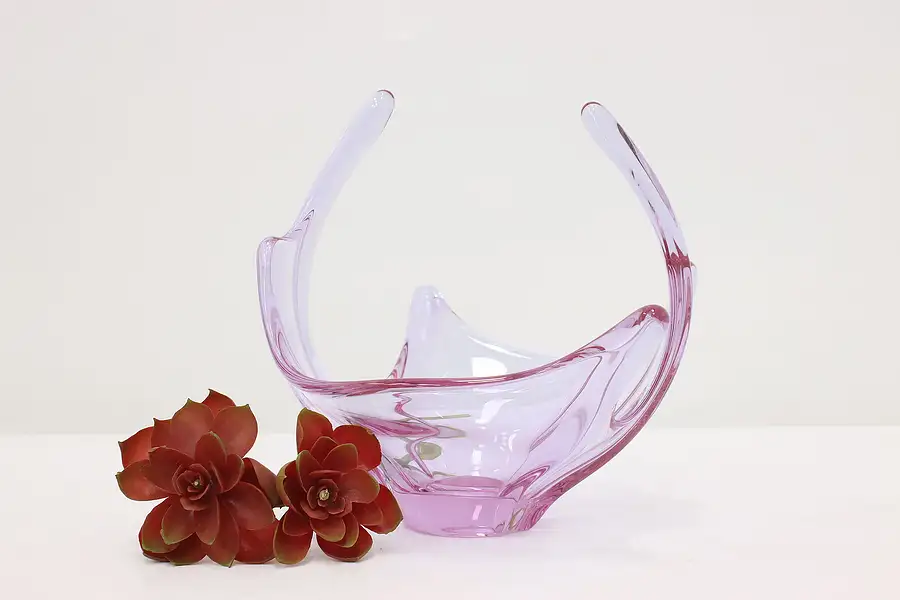 Main image of Murano Vintage Blown Purple Art Glass Bowl Sculpture