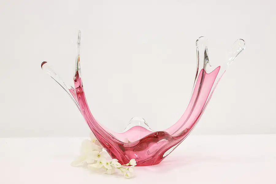 Main image of Italian Vintage Murano Pink Art Glass Centerpiece or Bowl