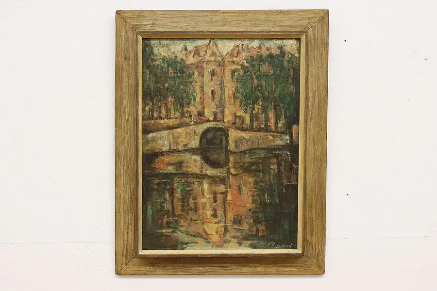 Main image of City & Canal Vintage Original Oil Painting Rappaport 29.5"