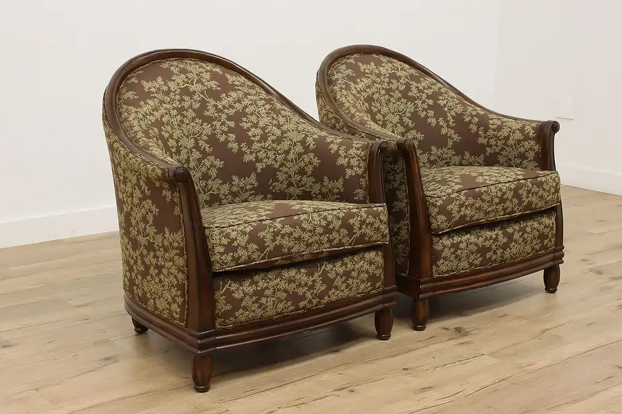 Main image of Pair of Traditional Vintage Walnut Living Room Chairs Ashley