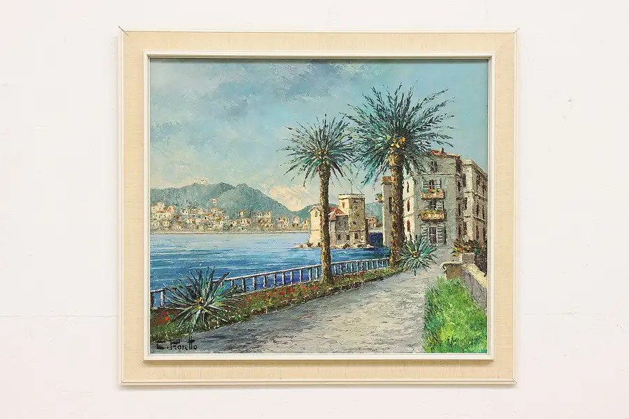 Main image of Rapallo Town Italy Vintage Original Painting Proietto 37.5"