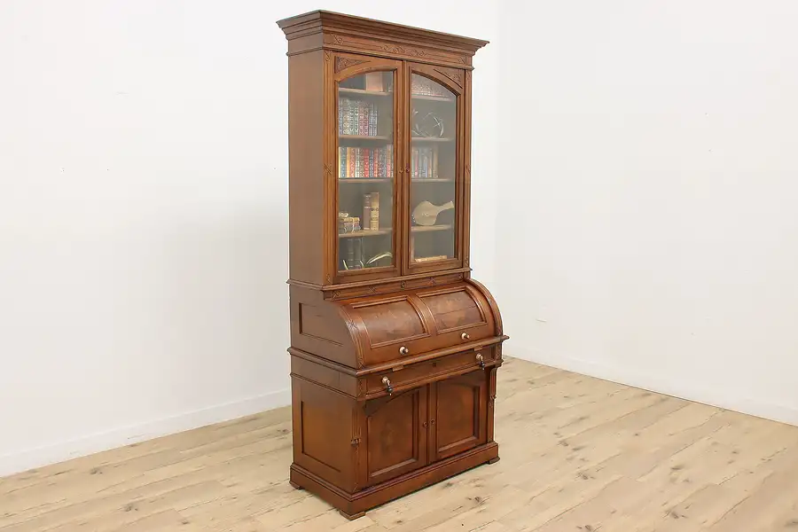 Main image of Victorian Eastlake Antique Office Secretary Desk & Bookcase