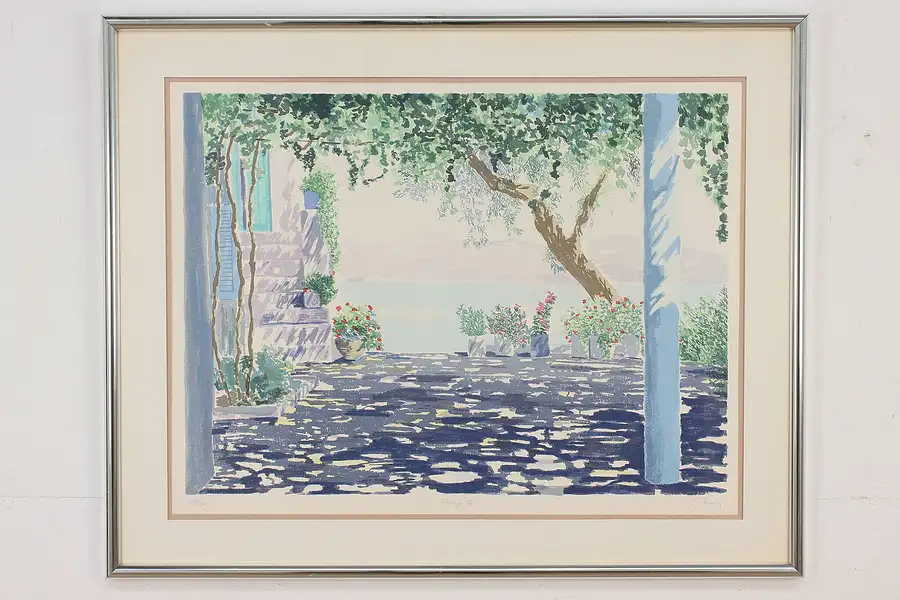 Main image of Italian Terrace & Lake Vintage Lithograph Print, Penny 38.5"