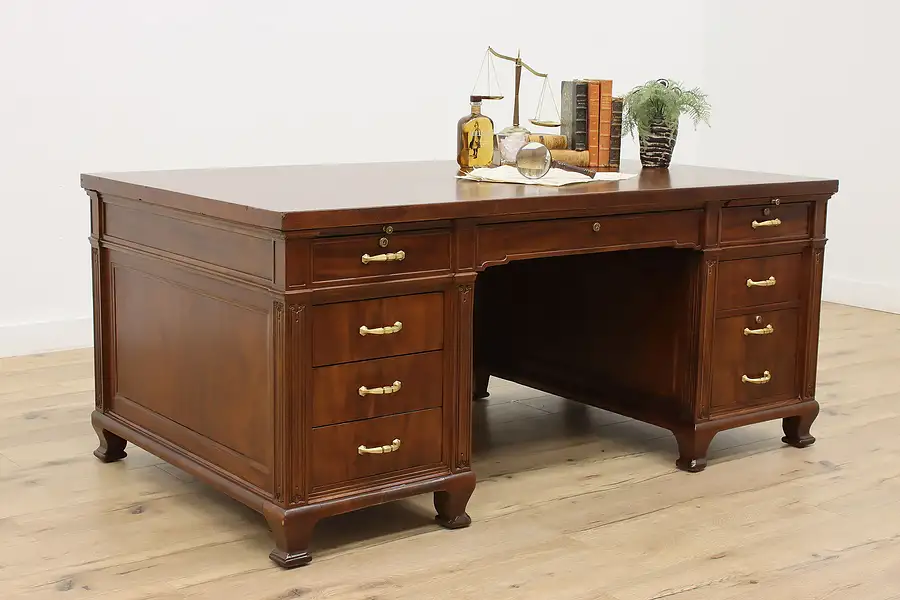 Main image of Traditional Antique Office or Library Executive Desk, Doten