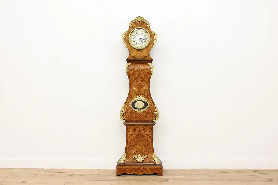 Main image of Italian Vintage Rosewood & Gilt Brass Tall Case Clock