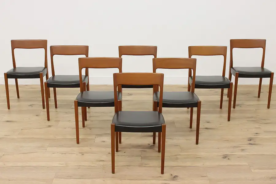 Main image of Set of 8 Midcentury Modern Vintage Teak Dining Chairs