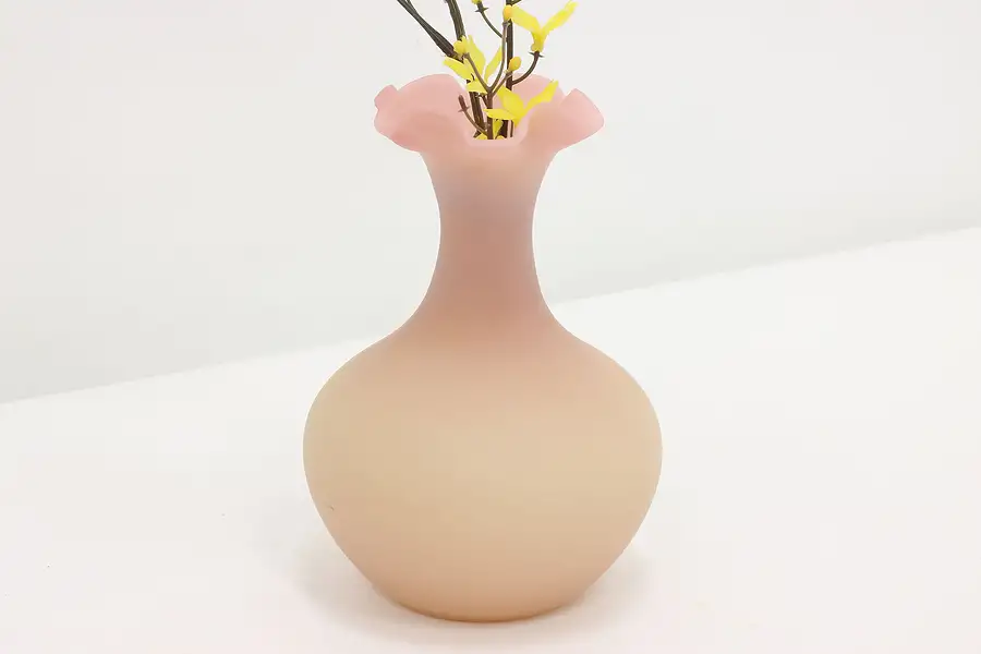 Main image of Victorian Antique Pink Satin Art Glass Decorative Vase